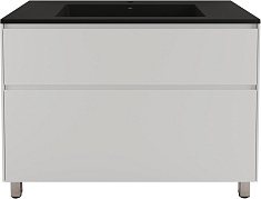 Style Line Тумба с кварцевой раковиной антрацит Лима 100 Plus эмаль белая матовая